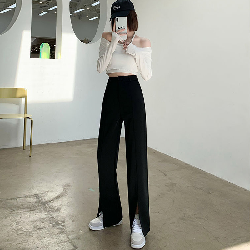 Quần Dài Nữ Lưng Cao Ống Rộng Xẻ Tà Thời Trang