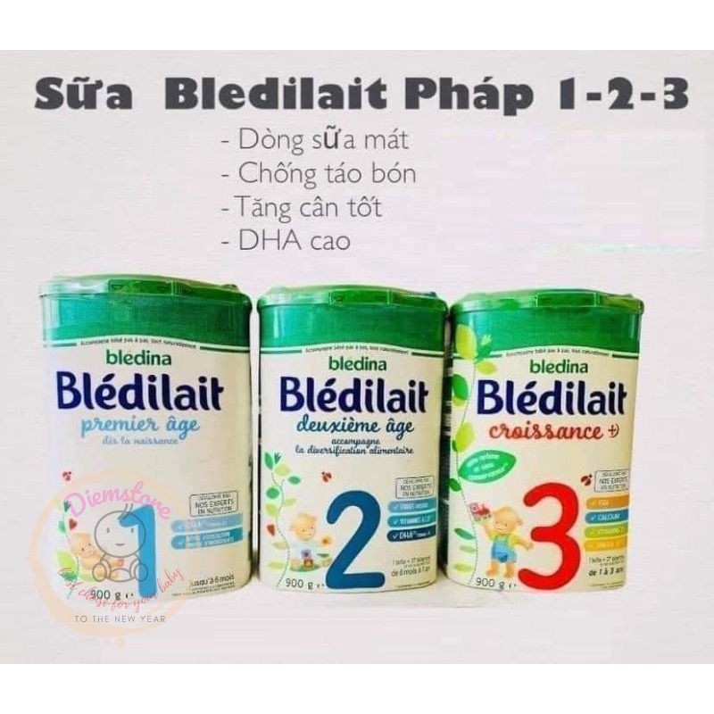 [Mẫu mới]Sữa bột Bledilait Bledina Pháp số 1 2 3 4 hộp 900gr