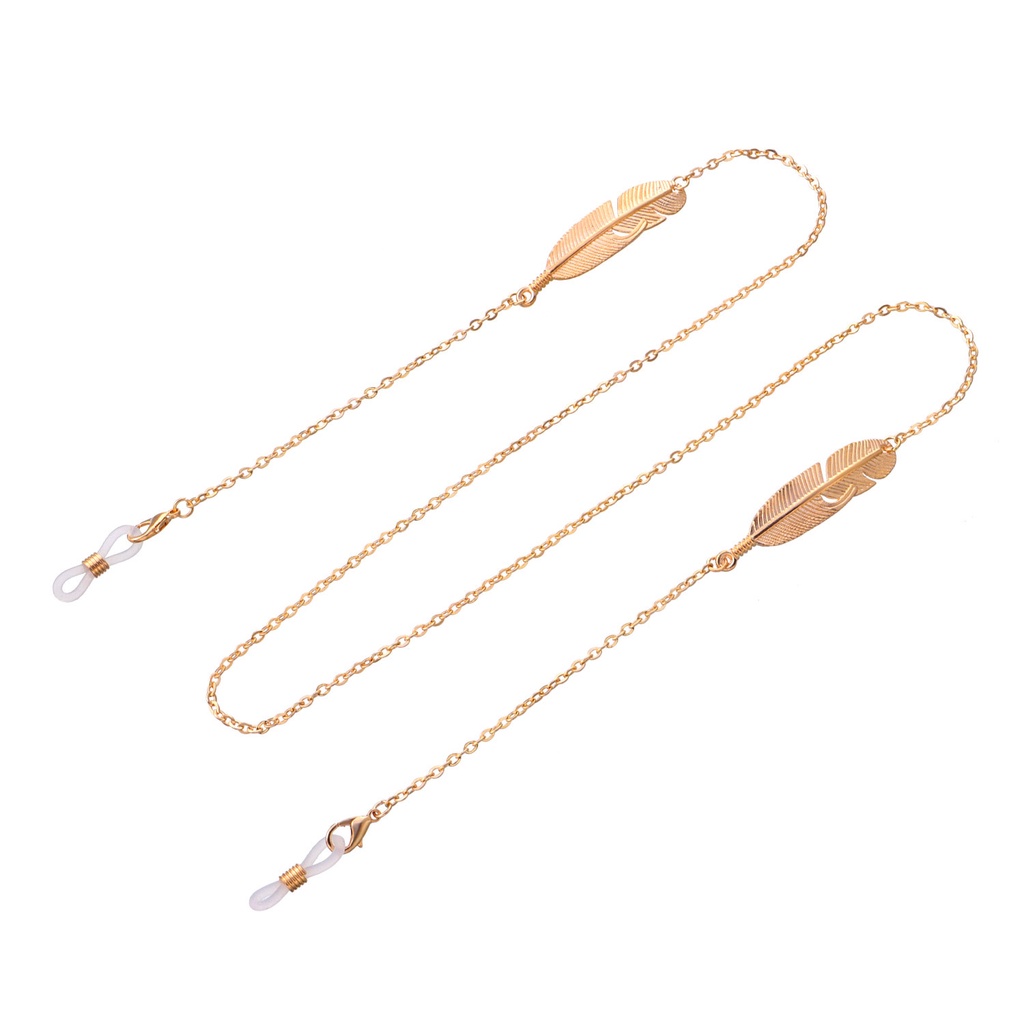 Dây Đeo Kính Mắt Bằng Hợp Kim Kim Loại Phối Lông Vũ Chống Trượt Đa Năng