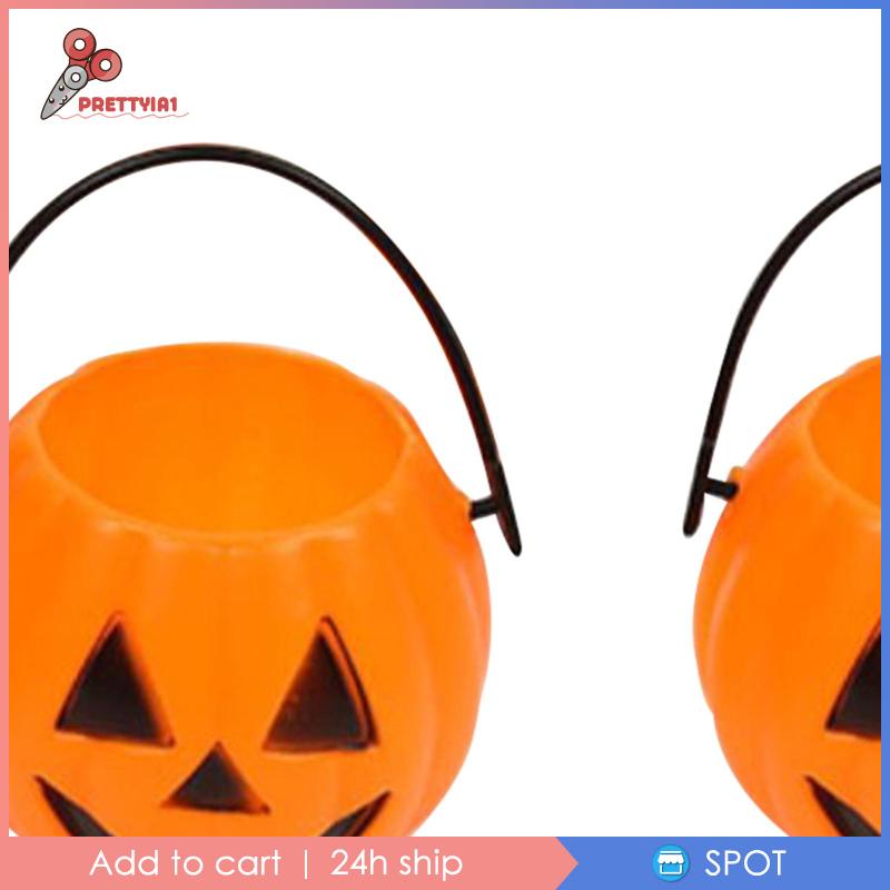 [Prettyia1] 6 Xô Đựng Kẹo Hình Bí Ngô Halloween Trang Trí