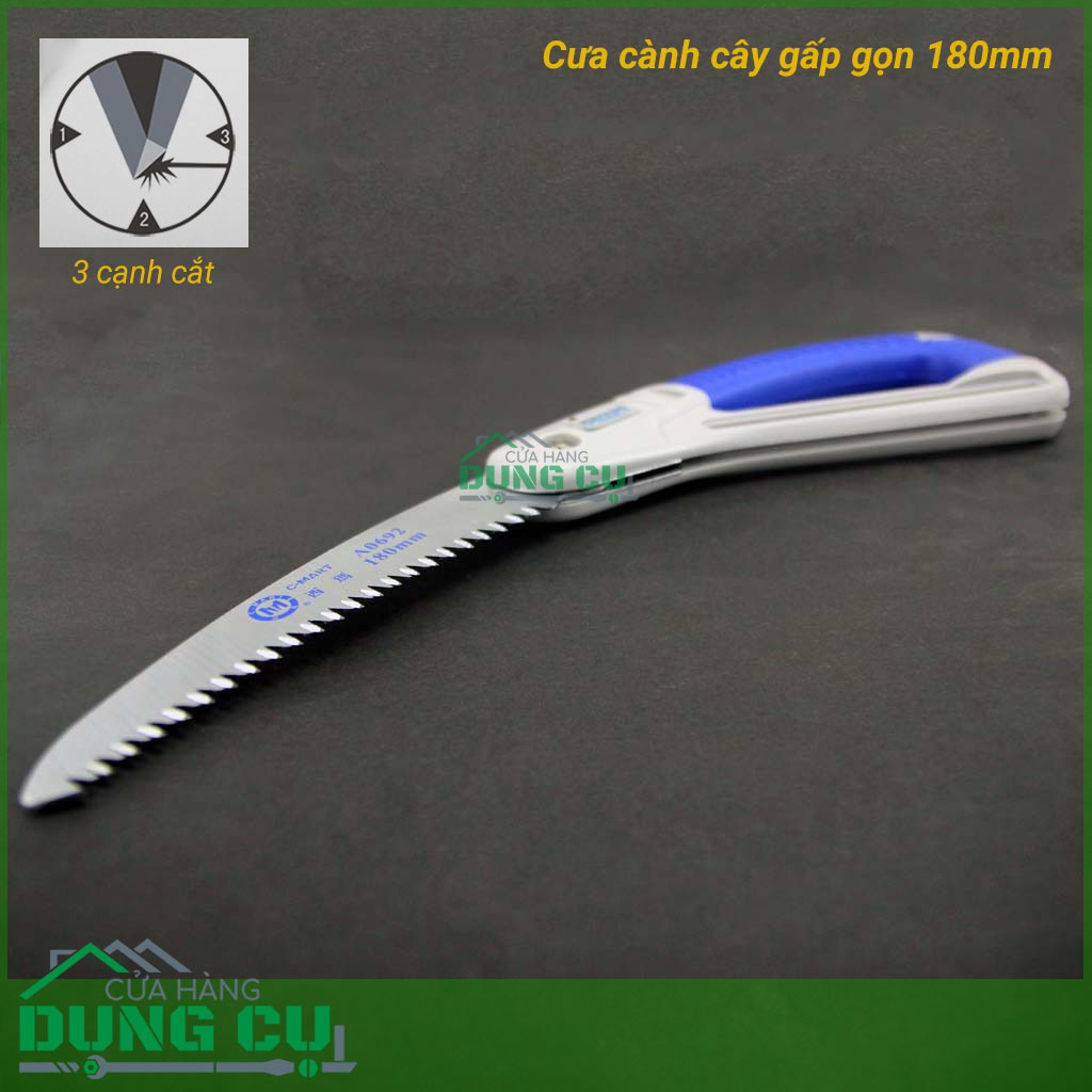 Cưa cành cây gấp gọn 180mm với 3 cạnh cắt - Đài Loan NHẬP KHẨU