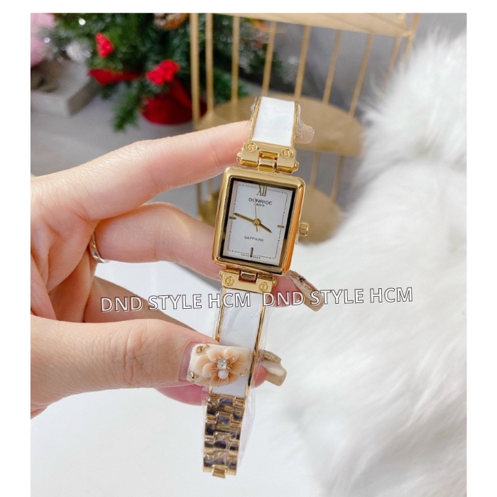 Đồng hồ nữ dây đá Sunri.se, đồng hồ nữ dây đá mặt chữ nhật chống nước kiểu dáng thời trang trẻ trung năng động -DNDSTYLE