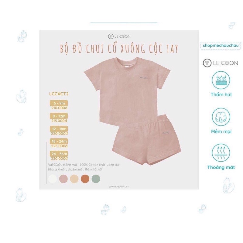 Bộ cộc tay chui cổ cho bé mẫu 2022