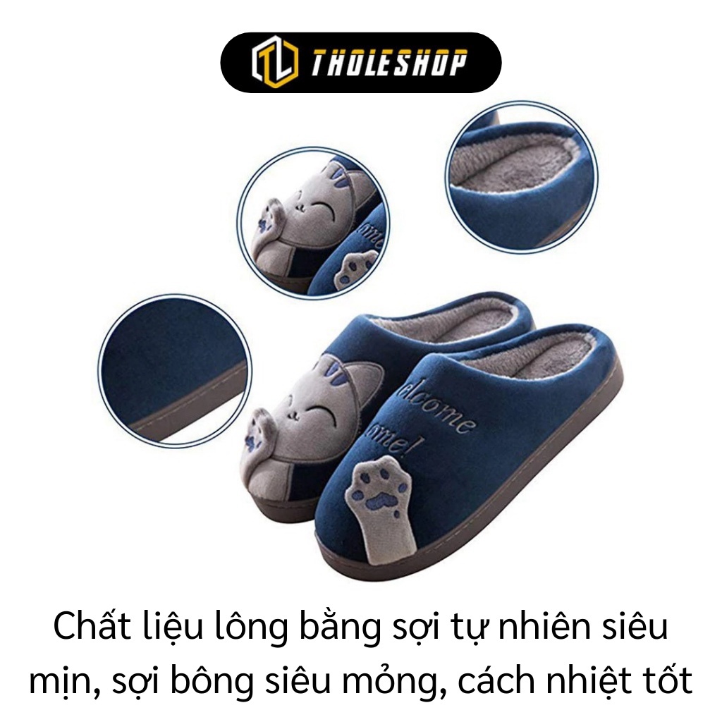 [SGD] Dép Bông Đi Trong Nhà - Dép Lông Bít Mũi Unisex Giữ Ấm Chân, Quai Hình Mèo Cute 7779