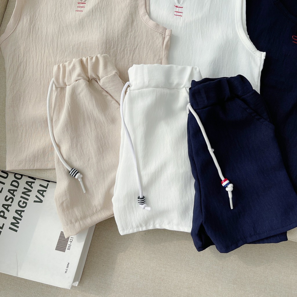 Bộ ba lỗ đũi cho bé trai và bé gái,Bộ sát nách đũi nhăn Cho bé 8-23kg BINBON KIDS