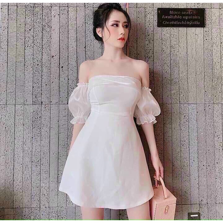 Đầm xòe trễ vai có mút ngực