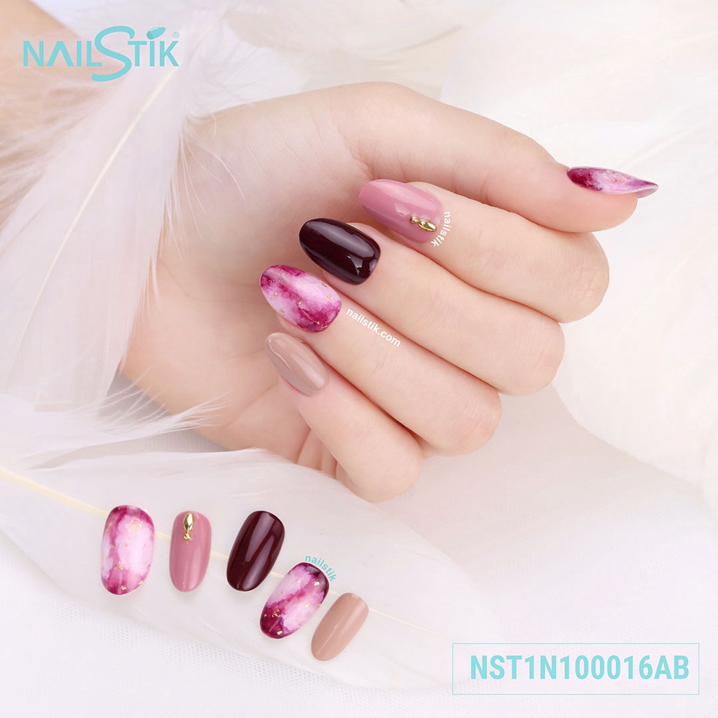 Móng úp thiết kế by NAILSTIK, màu hồng đậm, form móng bầu, ngắn, 016