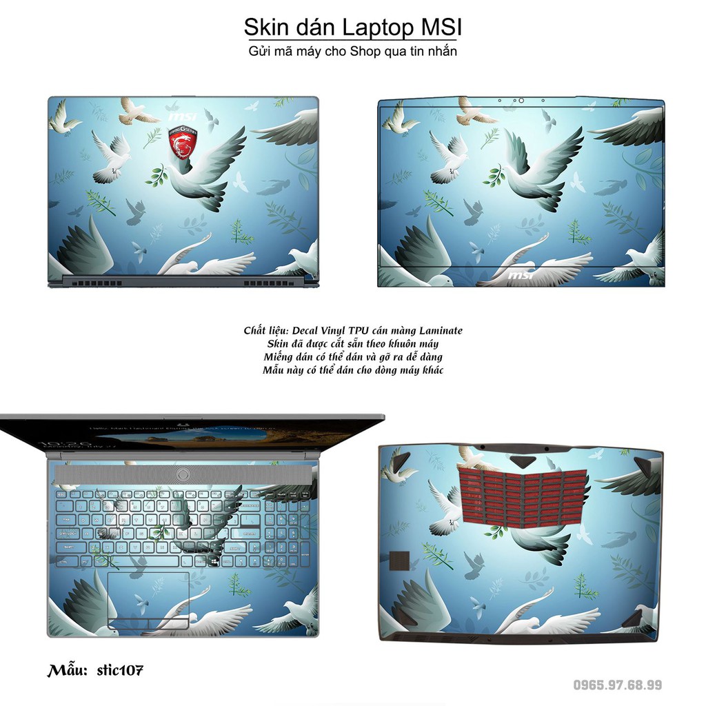 Skin dán Laptop MSI in hình Hoa văn sticker _nhiều mẫu 18 (inbox mã máy cho Shop)