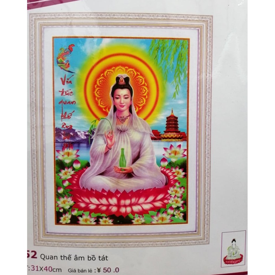Tranh thêu chữ thập phật Quan thế âm bồ tát LV3252 31X40cm