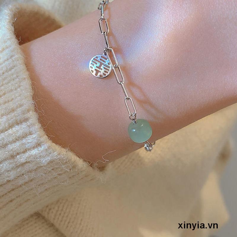 Vòng Đeo Tay Bạc Phối Mặt Nhân Vật Trung Hoa May Mắn Đính Đá Thời Trang Cho Nữ