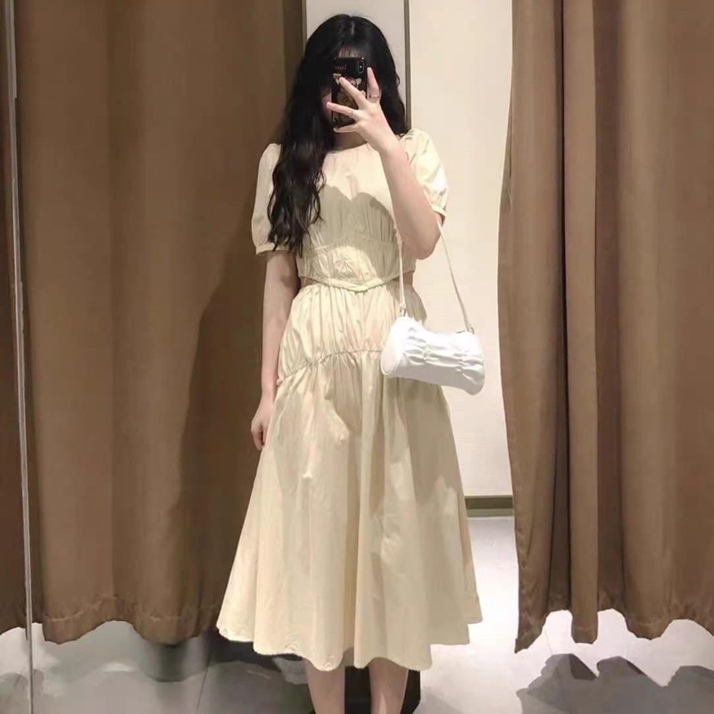 Đầm maxi đi biển hở lưng cut eo , lưng bo chun nhún ( hình chụp sàn thật ) - mh18