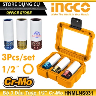 1/2" bộ đầu tuýp màu 3 chi tiết ingco hnmlns031 17, 19, 21mm