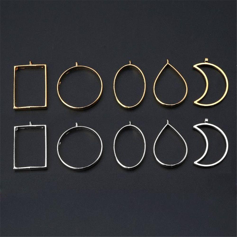 Set 8 Khung Mặt Dây Chuyền Hình Tròn / Vuông Làm Trang Sức Thủ Công Diy Mới