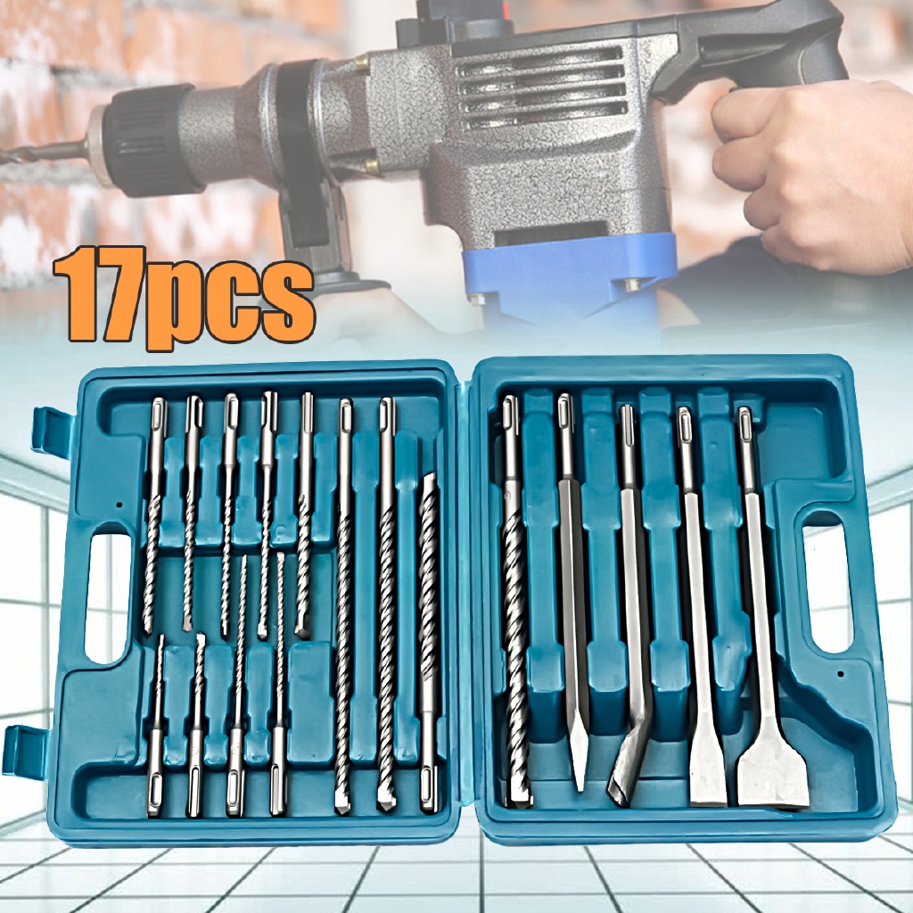 Hộp Đựng 17 Mũi Khoan & Đục SDS Plus Búa Masonry