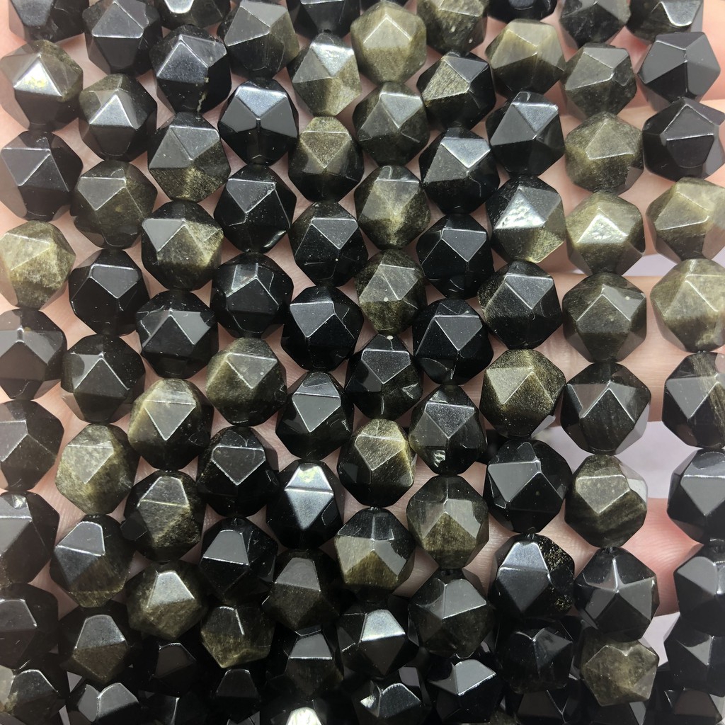Chuỗi hạt đá obsidian 6-12mm làm đồ trang sức thủ công