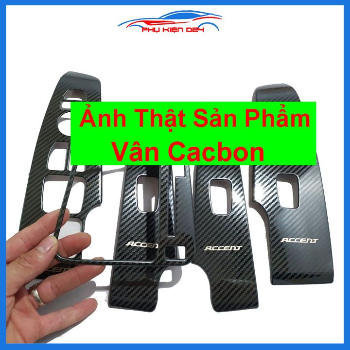 Ốp nội thất Accent 2018-2019-2020-2021 vân Cacbon bảo vệ xe chống va đập