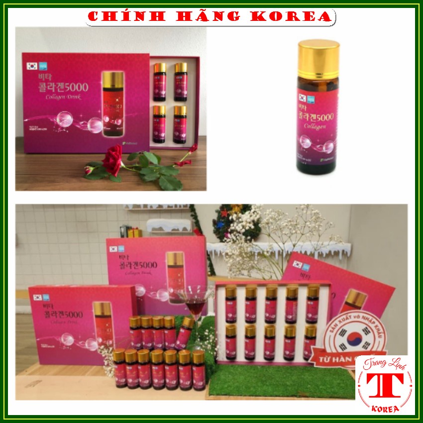 Nước uống đẹp da Collagen Vita 5000, hộp 10 chai - Nước uống Collagen bổ sung vitamin, đẹp da, chống lão hóa - tranglinh