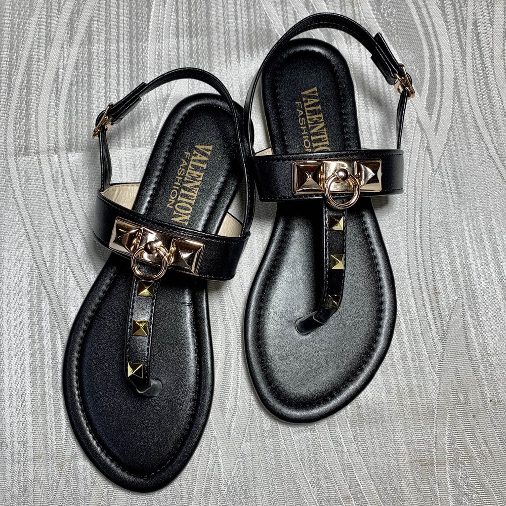 Sandal Kẹp Tán Đinh tán đi học - RF 2 màu đen/ cam sd-0263