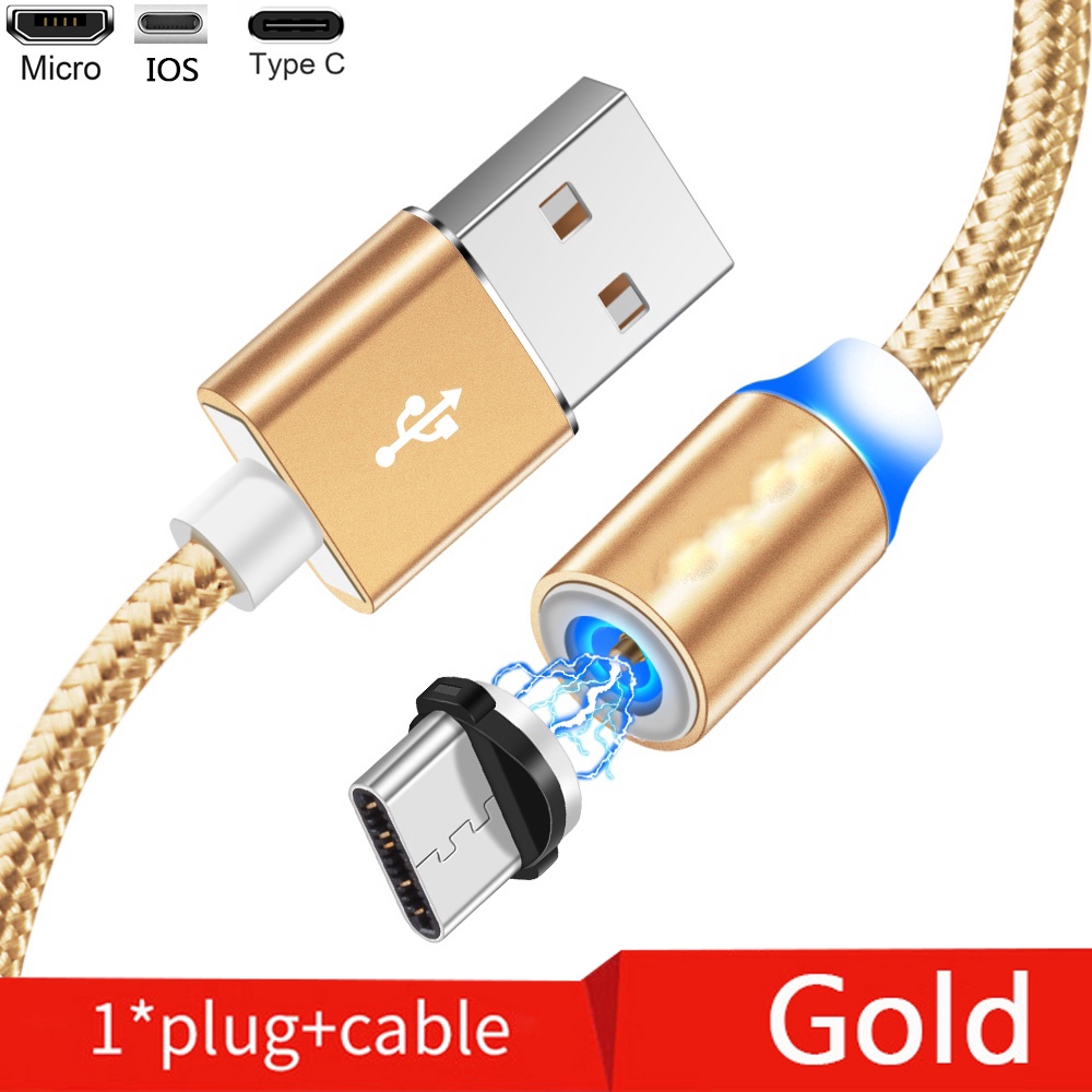 Cáp sạc nhanh micro USB từ tính 1m thích hợp cho Iphone Samsung Xiaomi Huawei Vivo Oppo Android