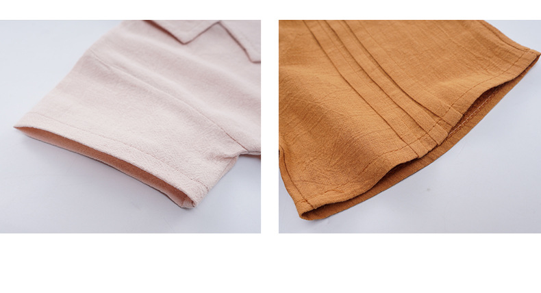 Bộ đồ hai mảnh gồm áo sơ mi tay ngắn và quần đùi vải cotton màu trơn thời trang Hàn Quốc cho bé trai và bé gái 1-6 tuổi