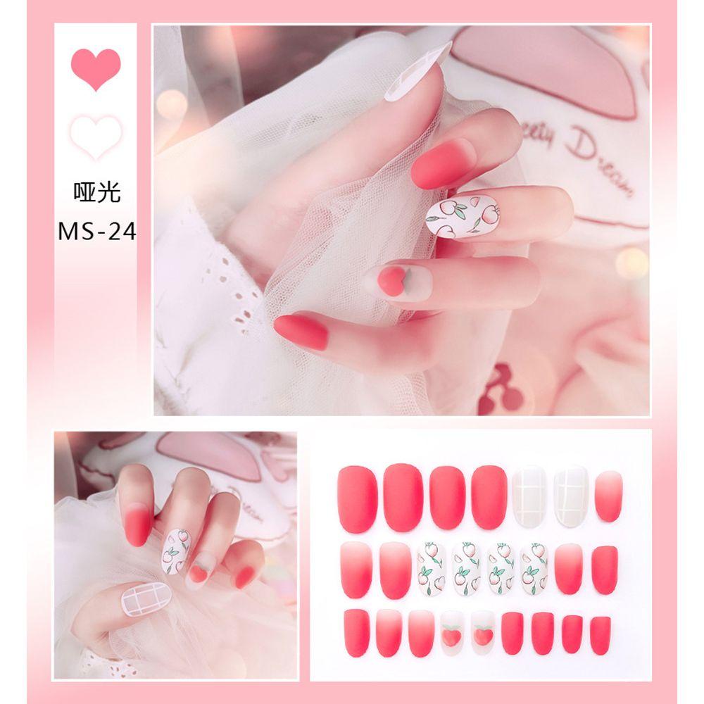 OKDEALS Hộp 24 Móng Tay Giả Ngắn / Tròn / Vuông Thời Trang Cho Nữ