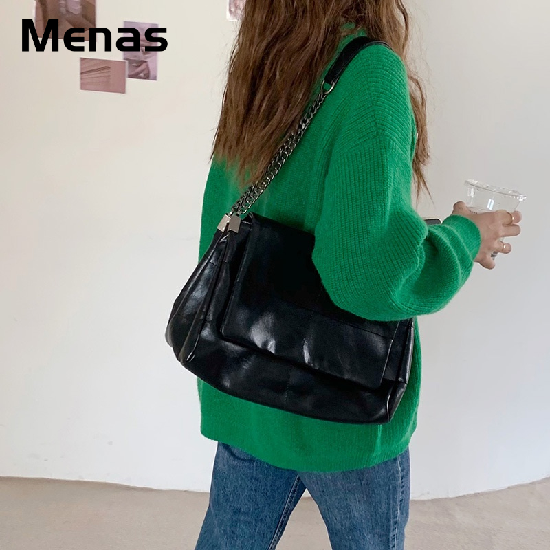 Menas Túi Xách Da PU Màu Trơn Sức Chứa Lớn Thời Trang Cho Nam