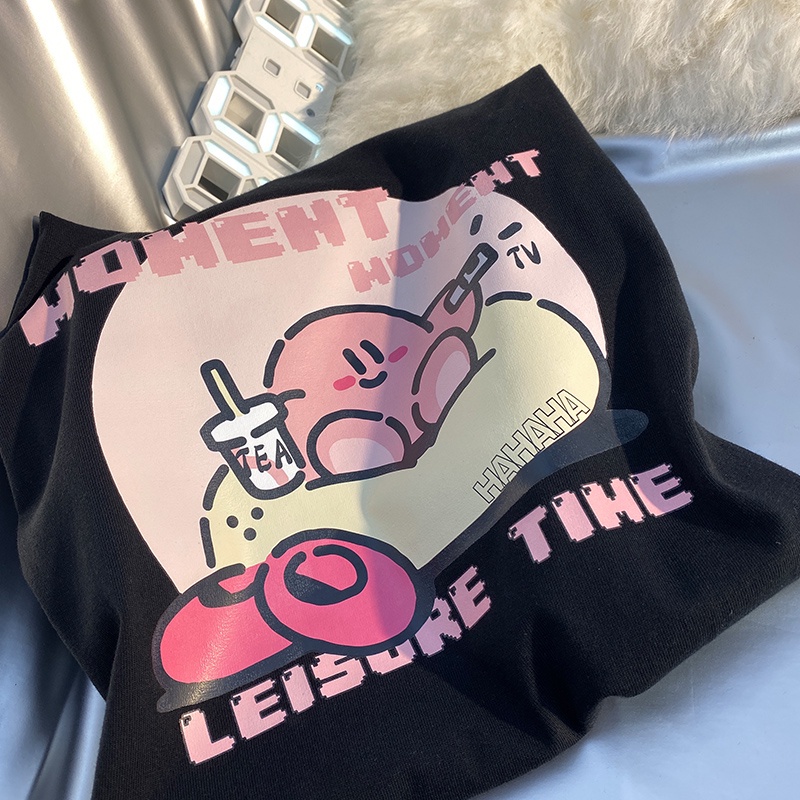 Áo Thun Tay Ngắn Dáng Rộng In Họa Tiết Hoạt Hình Dễ Thương Phong Cách Hàn Quốc Cho Học Sinh