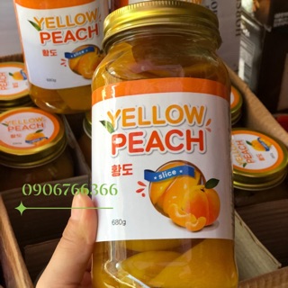 [Date ĐẸP 07/2024]Đào Ngâm Wellheim Yellow Peach Hàn Quốc Hủ 680 Gram
