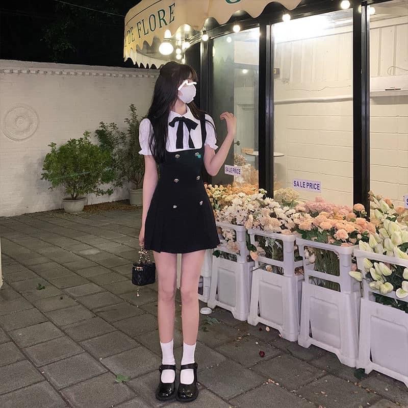 Đầm Giả Yếm Dáng Ngắn Chanh Xả