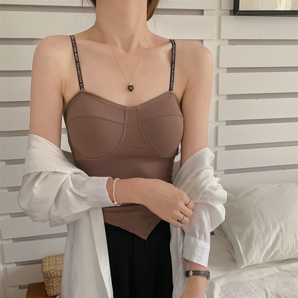 Áo Hai Dây Vải Lụa Lạnh Hở Lưng Có Đệm Ngực Chống Gió Chống Chói