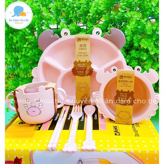 Bộ khay ăn dặm lúa mạch hình cua 6 món xinh xắn