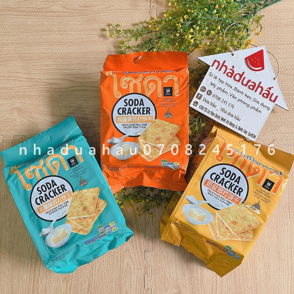 Một gói bánh ăn kiêng soda Thái gói 380g 3 vị sữa/xilytol/ trứng muối