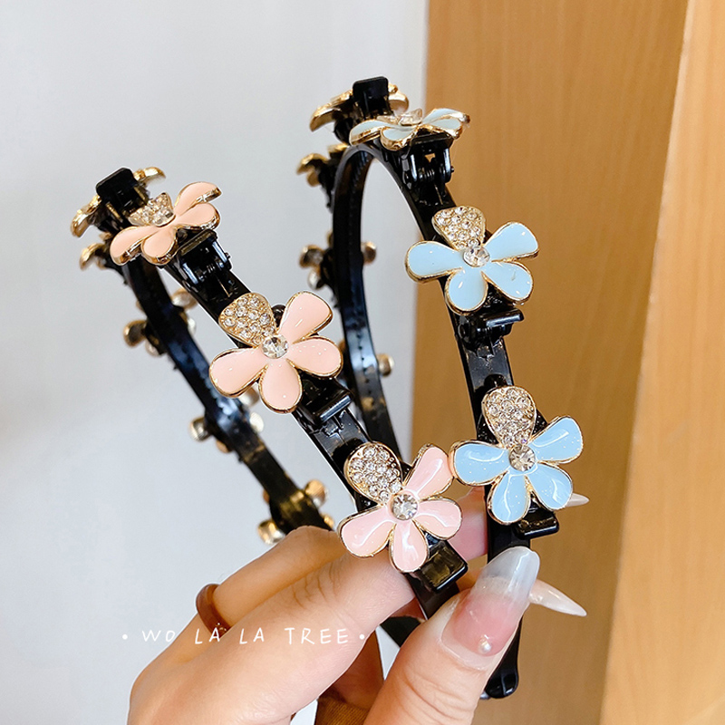 Băng Đô Cài Tóc Đính Ngọc Trai Đen Phong Cách Hàn Quốc