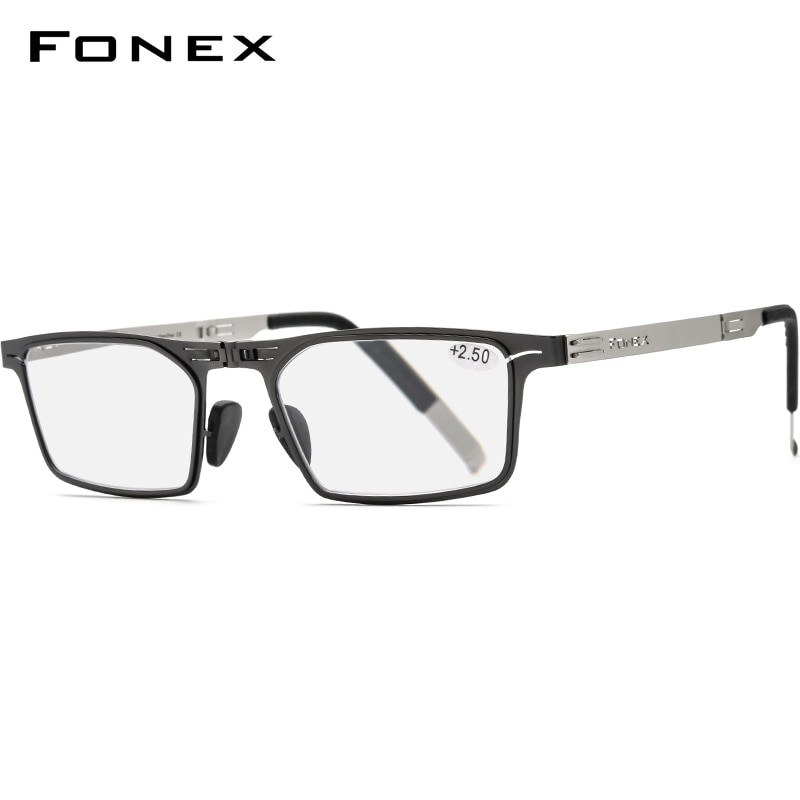 FONEX 2021 Photochromic Xám chống màu xanh lam Kính đọc sách Gấp Nam Nữ Đầu đọc Hyperopia Kính mắt không vặn LH015