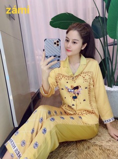 Bộ pijama dài tay 4D lụa satin cao cấp