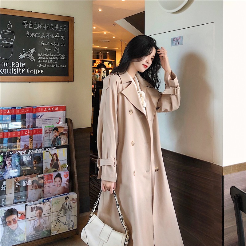 Áo khoác ulzzang măng tô hàn quốc hai màu freesize