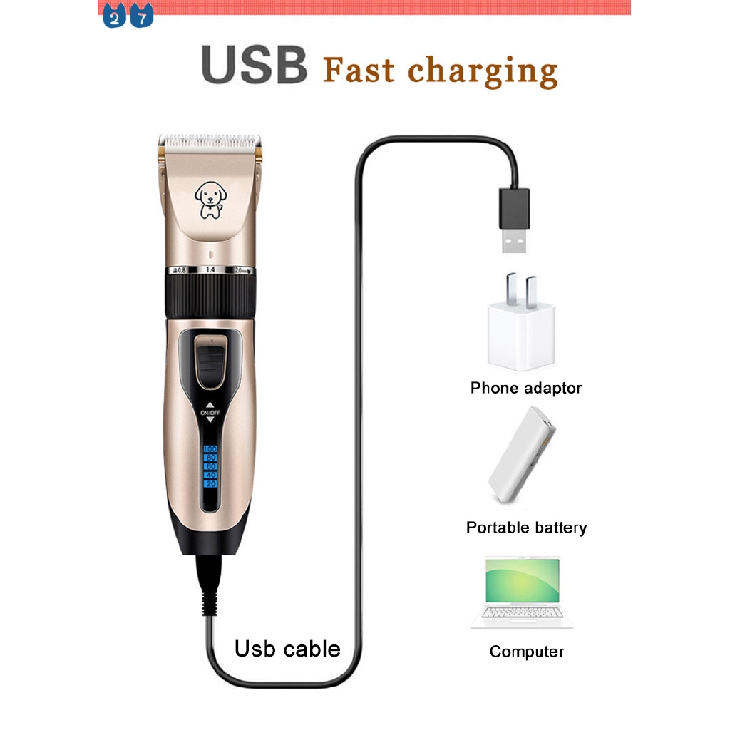 Bộ Dụng Cụ Cắt Tỉa Lông 27 Chạy Pin Chuyên Dụng Cho Thú Cưng Có Thể Sạc Lại Bằng Cổng USB