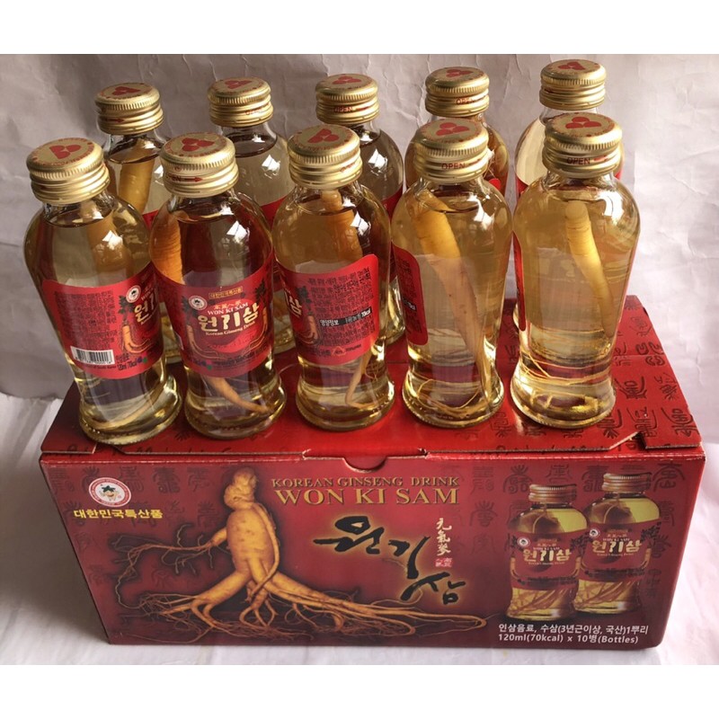 Nước uống ngâm rễ củ sâm Hàn Quốc 10 chai x 120ml, nước hồng sâm, nước hồng sâm 6 năm, nước sâm chai, PP Sâm Yến Thái An