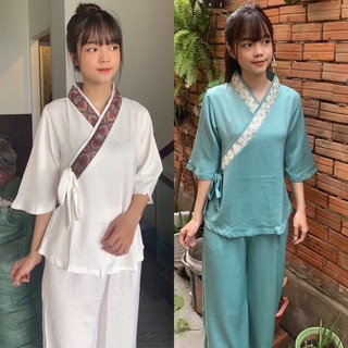 Đồ lam đi chùa # nhật nơ lụa pháp cao cấp # quần áo # đồ bộ nữ