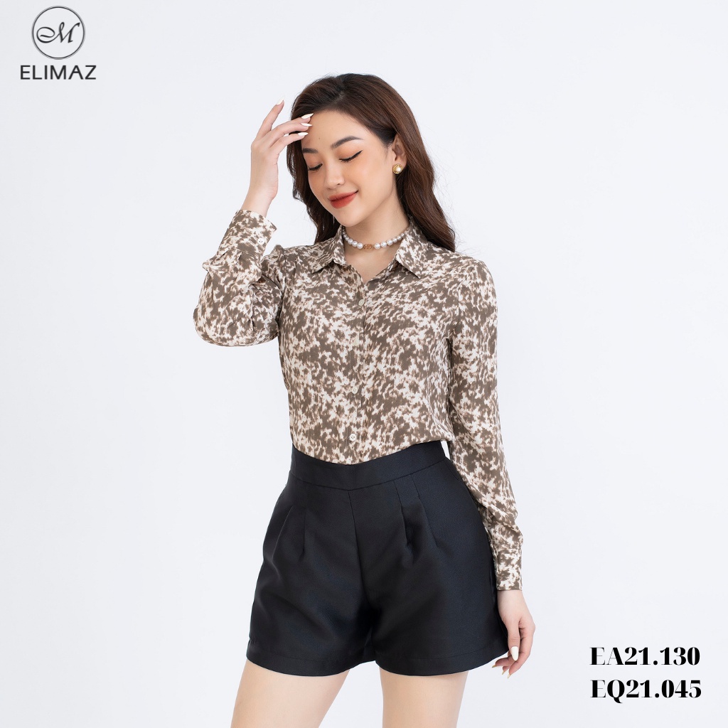 Quần sooc nữ Elima bóng xếp ly eo EQ21.045