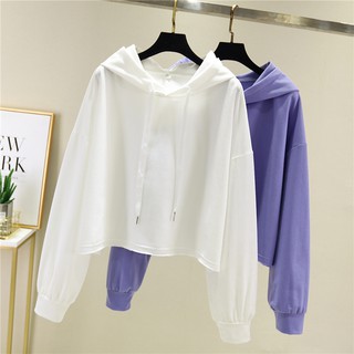 Áo Hoodie Tay Dài Màu Trơn Phong Cách Học Sinh Hàn Quốc Màu Sắc Trơn Cho Nữ 111156