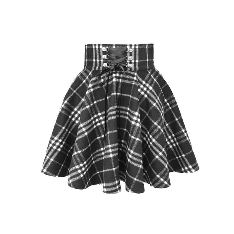 [SẴN CẢ SET M] Set đồ cá tính áo hoodie tay dài màu đen nón có tai mèo+váy sọc lưng cao ngắn đan dây ulzzang(có riêng)