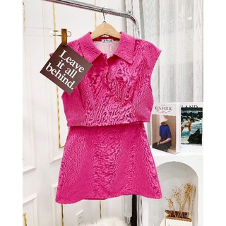 SET ÁO CROPTOP CỔ SƠ MI PHỐI CHÂN VÁY