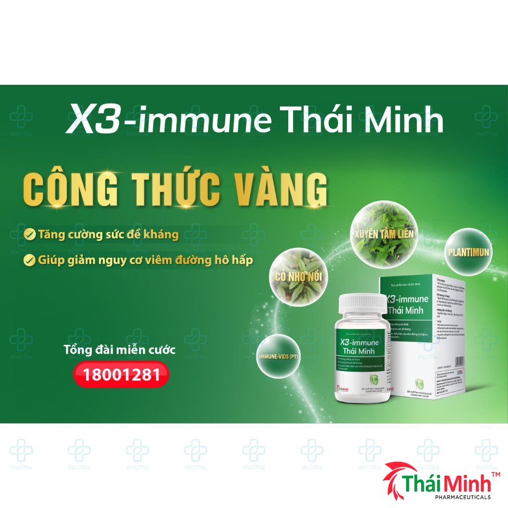 Xuyên Tâm Liên X3-Immune Thái Minh - Tăng đề kháng, tăng cường sức khỏe, phòng ngừa viêm đường hô hấp [Chính hãng]