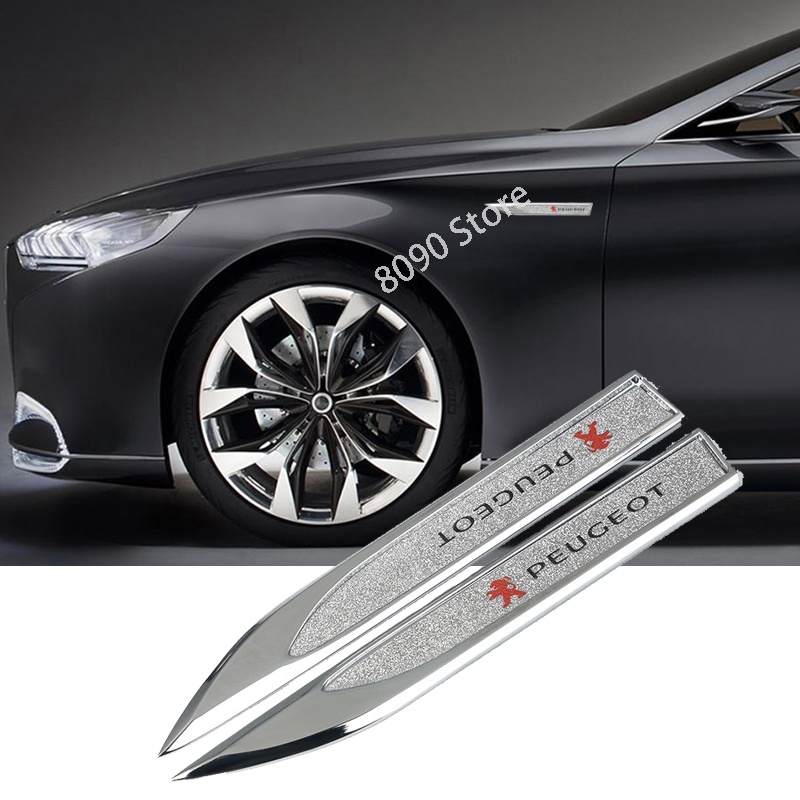 FENDER Bộ 2 Miếng Dán Kim Loại 3D Trang Trí Thân Xe Hơi Peugeot 5008 4008 308 208