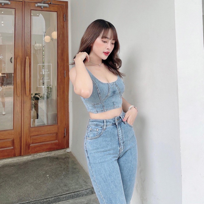 SET JEANS - HOT GIRL - ÁO CROPTOP