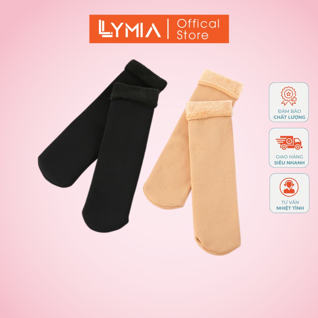 Tất vớ nữ lót lông cổ cao LYMIA siêu dày ấm sinh nhiệt mùa đông
