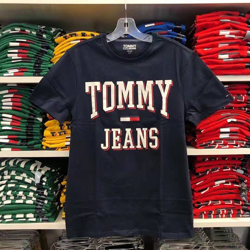 Áo Thun Tay Ngắn Cổ Tròn In Chữ Tommy Trẻ Trung Hợp Thời Trang Cho Nam