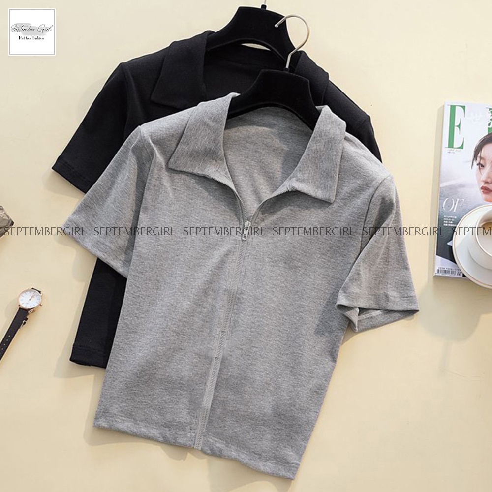 Áo kiểu nữ SEPTEMBERGIRL áo thun polo cổ bẻ dáng croptop - AO TOP NU 022