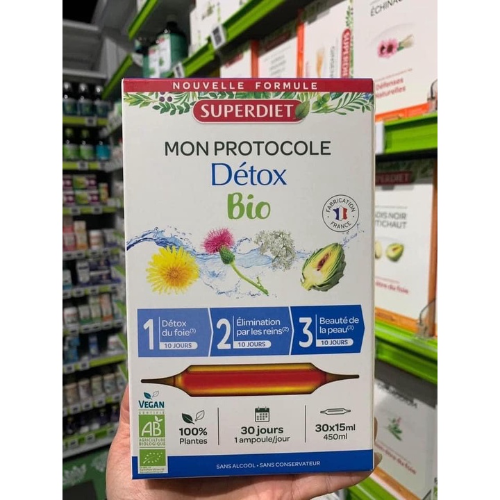 Bill Pháp - Thải độc chuyên sâu gan thận da SuperDiet Protocole Detox Bio 30 ống